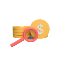 zoek financiering 3d pictogram model cartoon stijl concept. illustratie weergeven png