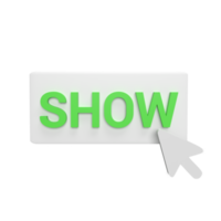 Show click with cursor 3d icon model cartoon style concept. render illustration png