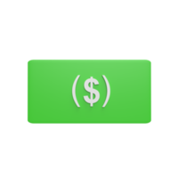 Money 3d icon model cartoon style concept. render illustration png