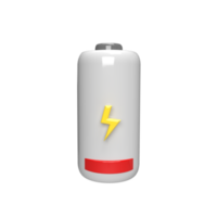 Battery Lowbat 3d model cartoon style. render illustration png