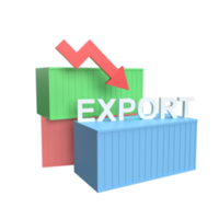 goods exports down 3d icon model cartoon style. render illustration png