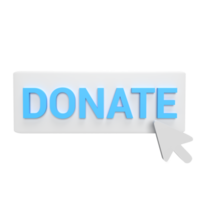 Donate click with cursor 3d icon model cartoon style concept. render illustration png