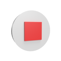 Stop button 3d icon model cartoon style concept. render illustration png