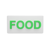 Food button 3d icon model cartoon style concept. render illustration png