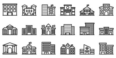 Campus icons set, outline style vector