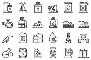 Kerosene icons set, outline style vector