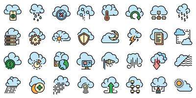 conjunto de iconos de nube vector plano