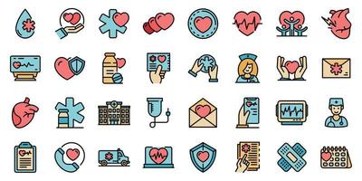 Cardiologist icons set vector flat
