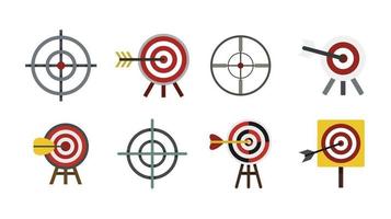 Target icon set, flat style vector