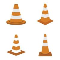 Road cone icon set, flat style vector