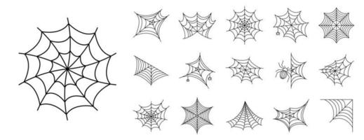 conjunto de iconos de araña, estilo de contorno vector