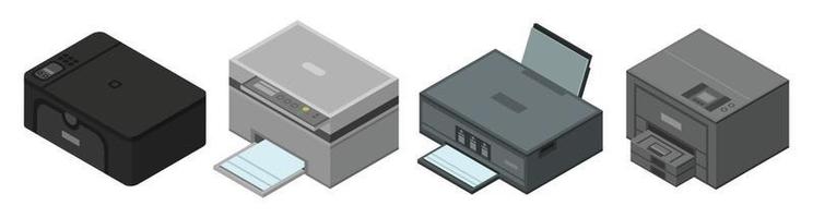 Printer icon set, isometric style vector