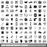 100 department icons set, simple style vector