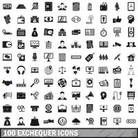 100 exchequer icons set, simple style vector