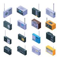 conjunto de iconos de radio, estilo isométrico vector