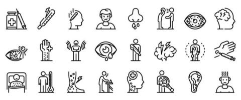 Measles icons set, outline style vector