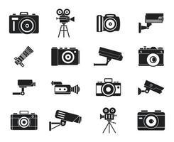 conjunto de iconos de cámara, estilo simple vector