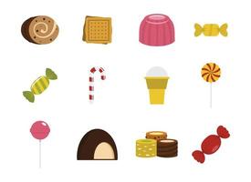 Candy icon set, flat style vector