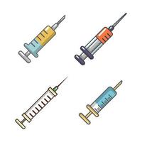 Syringe icon set, cartoon style vector