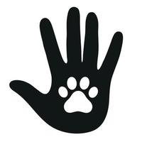 illustration of a paw of a dog in the hand of a man vector