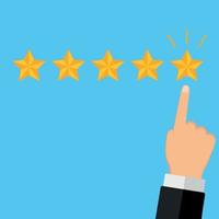 Businessman hand finger pointing five gold star rating vector