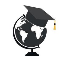 illustration of student hat with globe vector