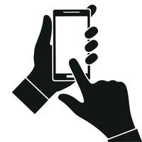 Hand on smartphone vector