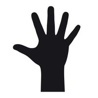 illustration black silhouette of a hand, palm up, fingers outstretched. vector