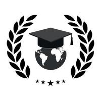 illustration of black student hat with earth globe vector