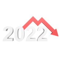 2022 Rezession 3D-Symbol im Cartoon-Stil. Abbildung machen png