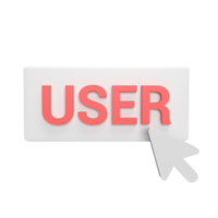 User click with cursor 3d icon model cartoon style concept. render illustration png