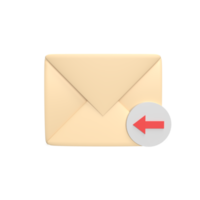 incoming messages 3d icon model cartoon style concept. render illustration png