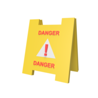 Danger sign 3d icon model cartoon style concept. render illustration png