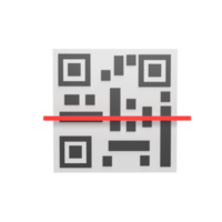 scannez le concept de style de dessin animé de modèle d'icône 3d de code qr. rendre illustration png