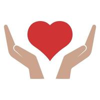 Illustration of a heart in the hands of a symbol of care vector