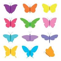 conjunto de ilustraciones de mariposas de colores sobre un fondo blanco vector