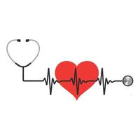 Illustration of stethoscope with heart and pulse vector