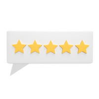 Rating five star 3d icon model cartoon style concept. render illustration png