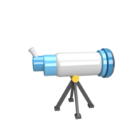 telescopio modello 3d in stile cartone animato. rendere l'illustrazione png