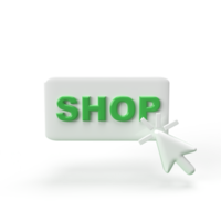 Shop mit Mauszeiger klicken 3D-Modell rendern Illustration png