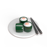 sushi på en tallrik 3d-modell rendering illustration png