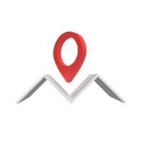 Pin and map 3d icon model cartoon style concept. render illustration png