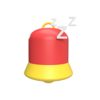 Bell with icon zzz 3d icon model cartoon style concept. render illustration png