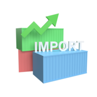 imports of goods rose 3d icon model cartoon style. render illustration png