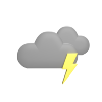 concetto di stile cartone animato modello icona 3d fulmine nuvoloso. rendere l'illustrazione