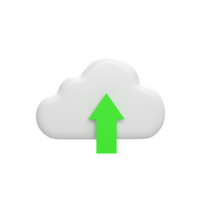 Cloud upload 3d icon model cartoon style concept. render illustration png
