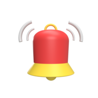 Notification bell 3d icon model cartoon style concept. render illustration png