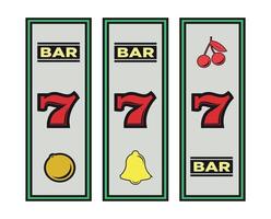 elementos de casino de máquinas tragamonedas sobre fondo blanco - vector