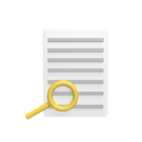Document Search 3d icon model cartoon style. render illustration png