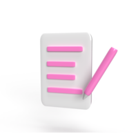 notebook on a pink background, spiral notepad on a table. 3d render illustration png